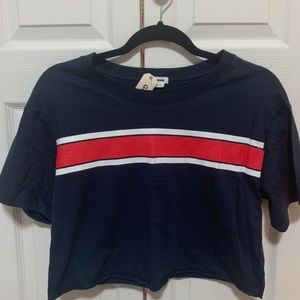 garage navy blue crop toot